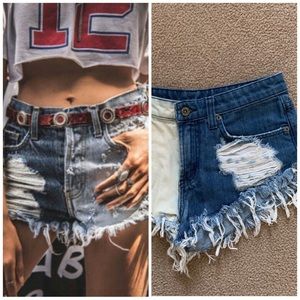 CARMAR LF two tone cheeky denim shorts
